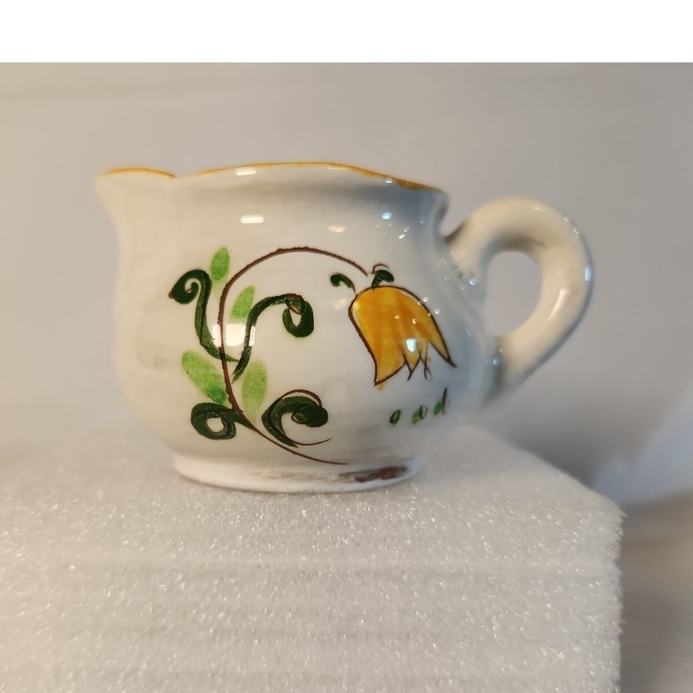 Stangl Pottery Terra Rose Tulip Pitcher Creamer Hand Painted Trenton NJ 4" 1940s